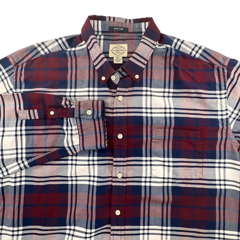 St John's Bay Plaid Button Down Shirt Long Sleeve Easy Care‎ XXL